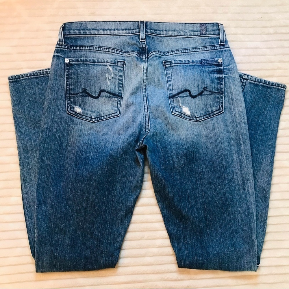7Fam 7 For All Mankind Distressed Skinny Jeans Women’s size 30 10 medium - Picture 9 of 10